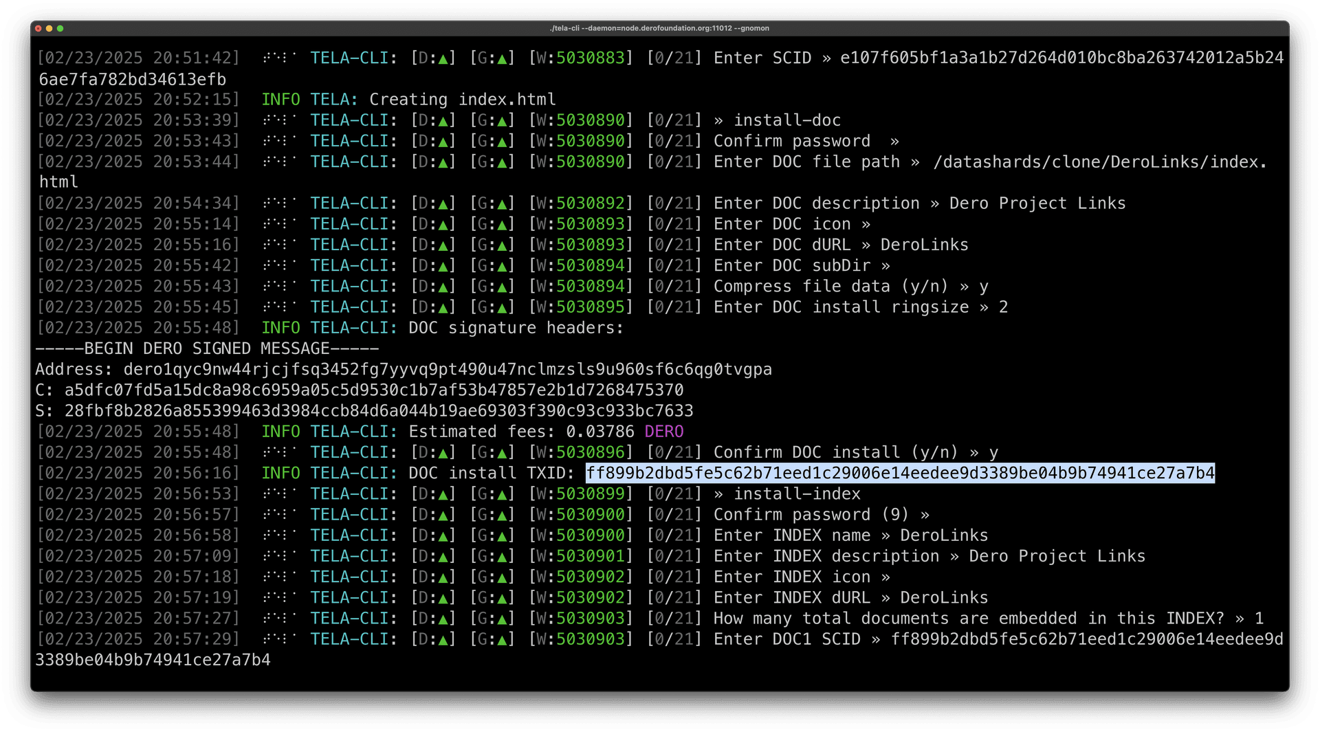 Install Index Process